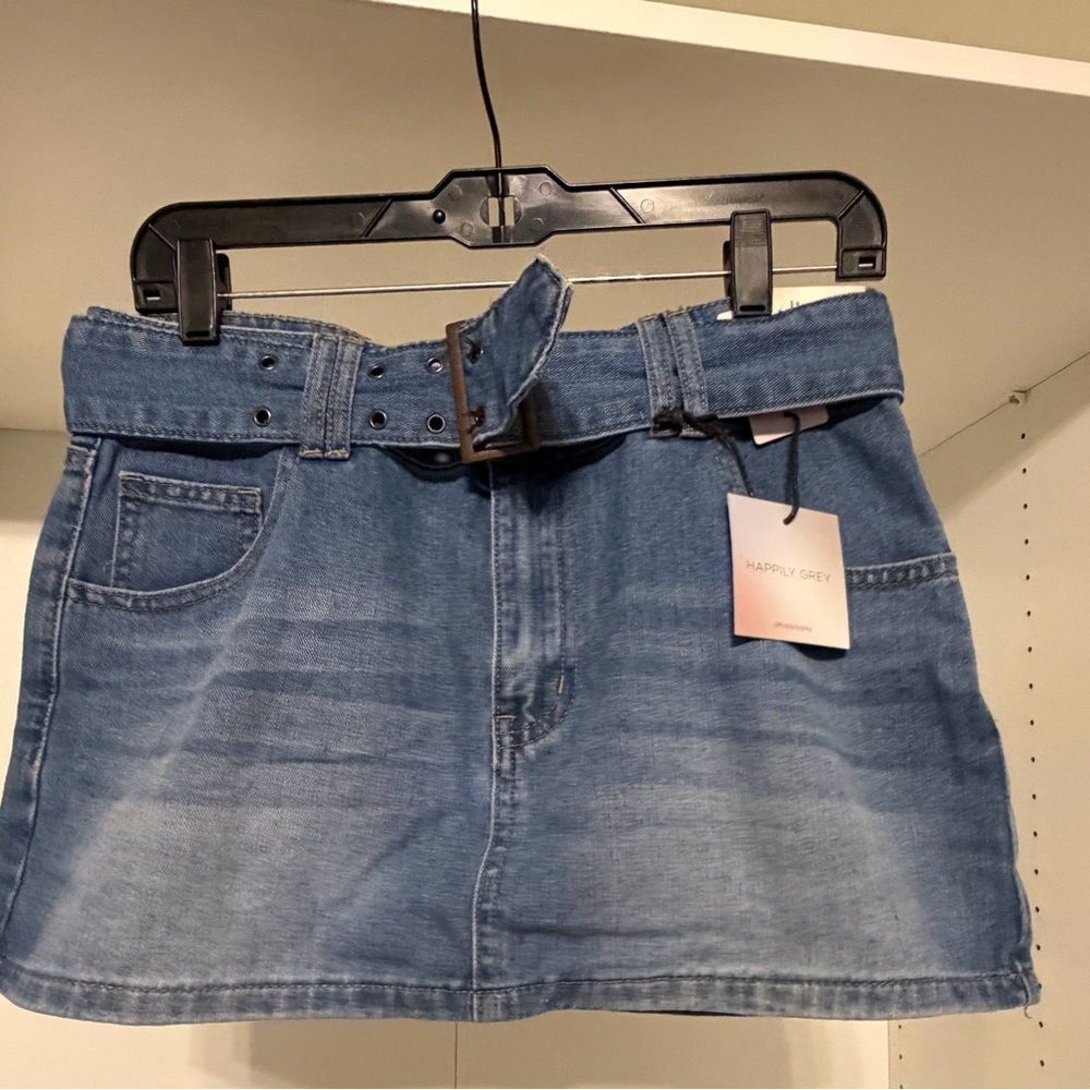 Happily Grey Junior’s Denim Mini Skirt